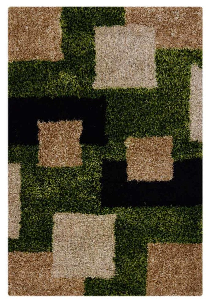 Shaggy Hand Tufted Geometric Oriental Area Rug, Multi, 6x9''