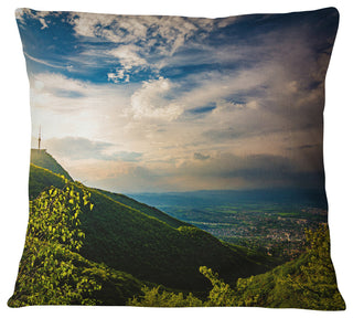 Vitosha Mountain over Sofia Bulgaria Landscape Printed Throw Pillow, 18"x18"
