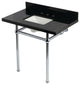 KVPK36KBSQ1 36" Black Granite Console Sink with Brass Legs