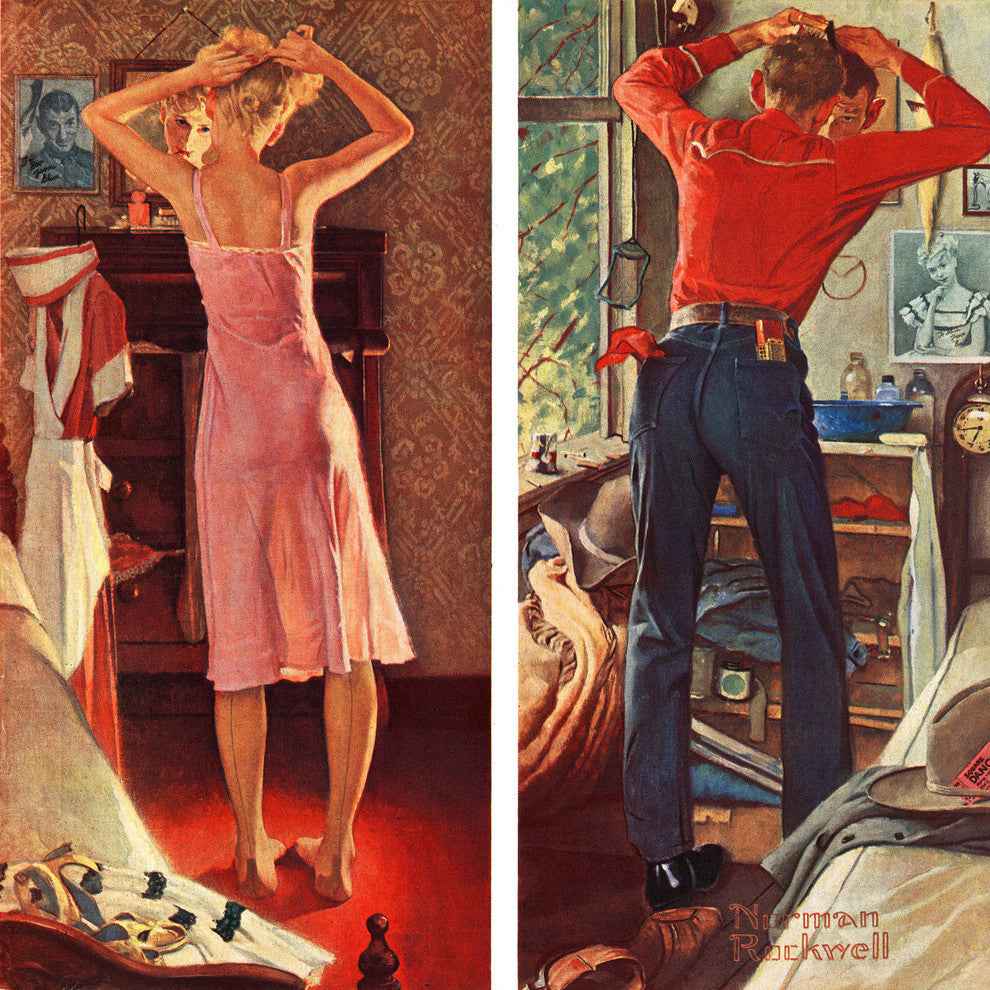 "Before the Date" Painting Print on Canvas by Norman Rockwell