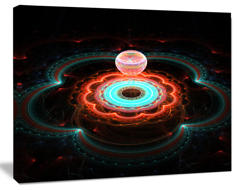 Balloon over Fractal Colored Area, Floral Canvas Art Print, 40"x30"