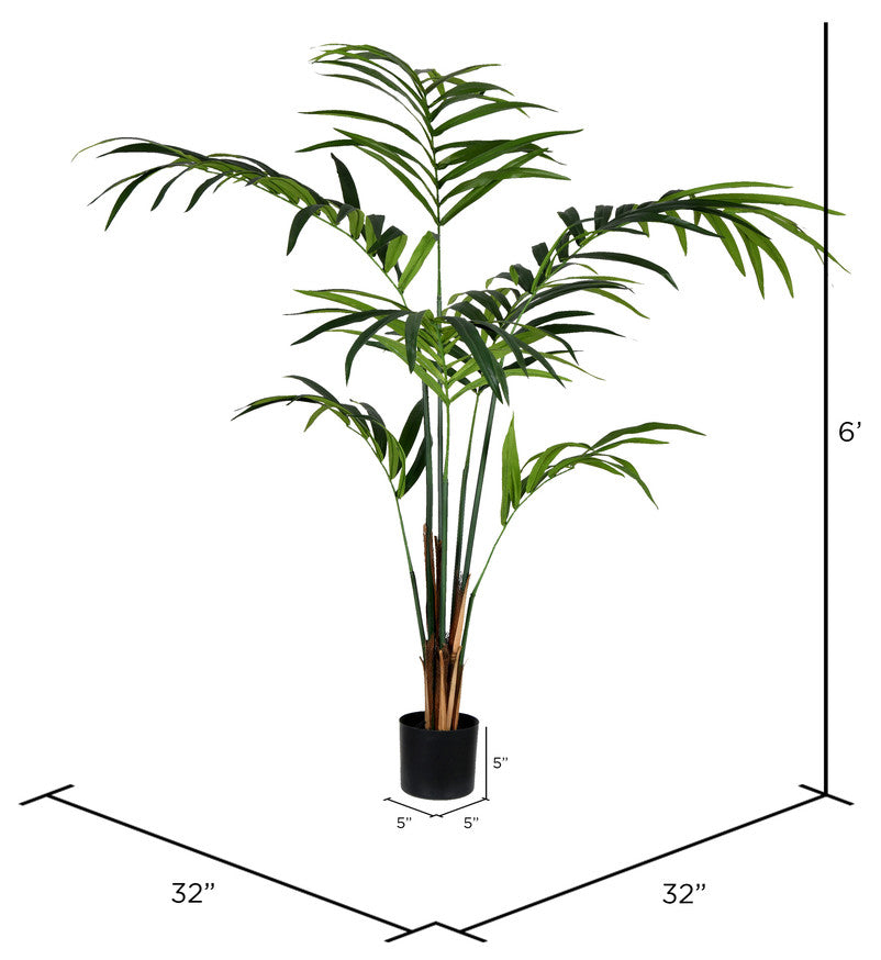 Vickerman Potted Kentia Palm 118 Leaves, Green, 6'