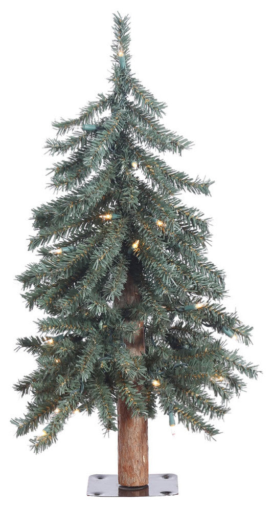 Vickerman Tree With Metal Stand, Tree: Green, Lights: Clear, 2'