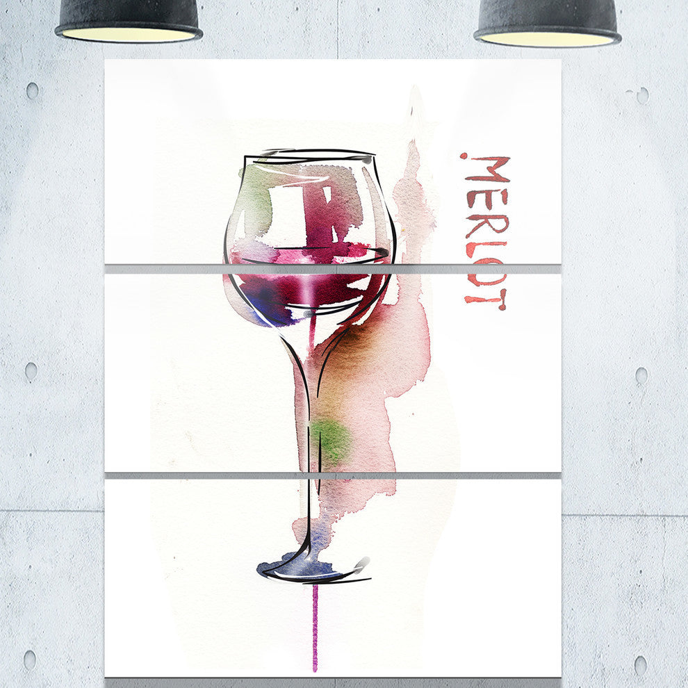 "Red Wine" Glossy Metal Wall Art, 3 Panels, 28"x36"