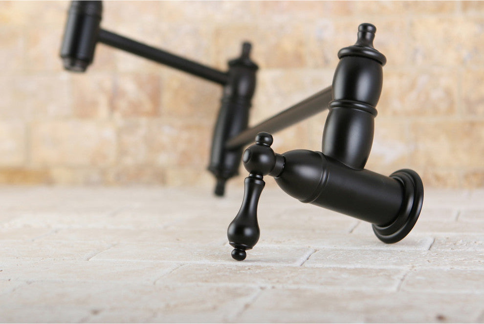 Kingston Brass Wall Mount Pot Filler Kitchen Faucet, Oil Rubbed Bronze