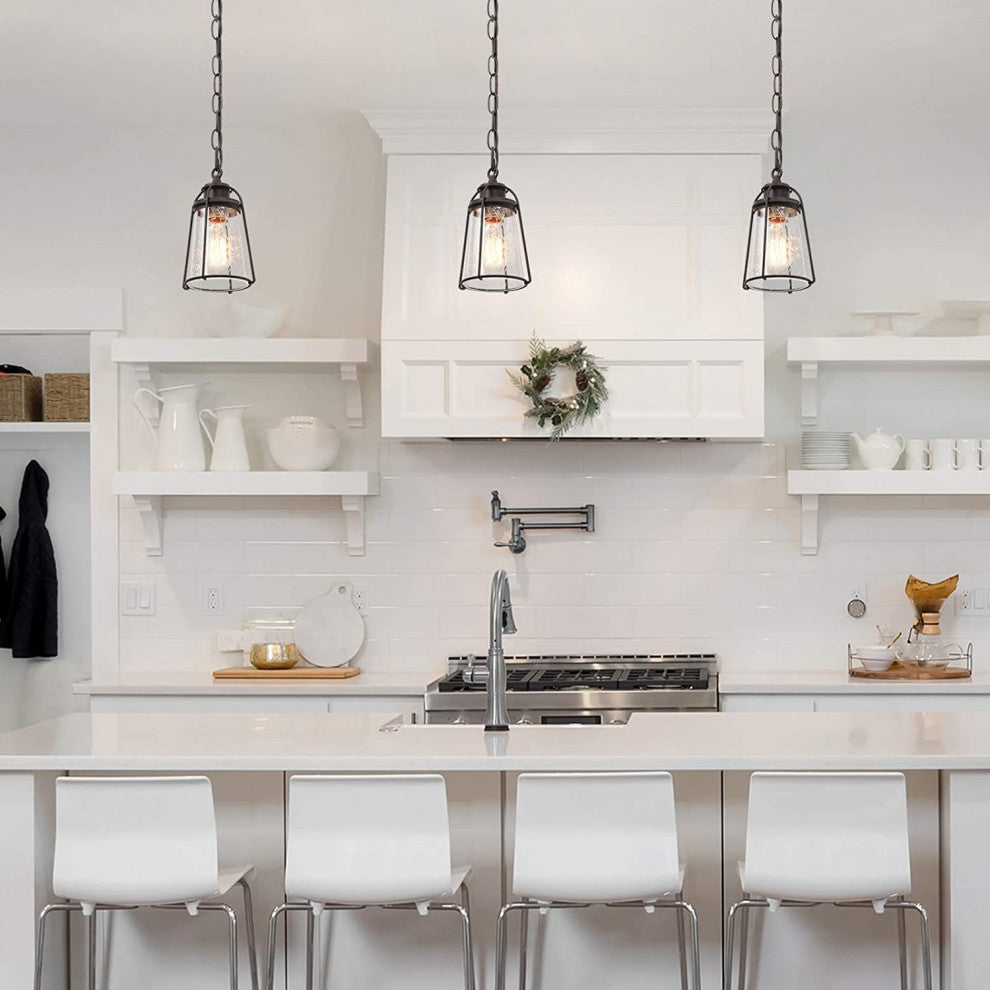Mini Rust Pendant Light Farmhoue Glass Black Pendant Lamp