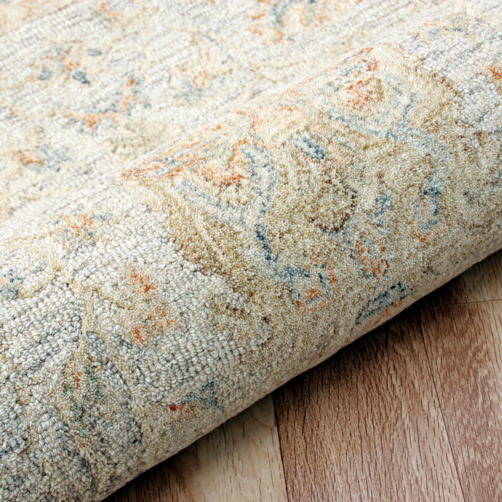 Ox Bay Vin Mel Abstract Hand-Tufted Area Rug, Ivory/Blue, 5' x 7'9"