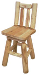 Rustic White Cedar Log Backed Bar Stool, Counter Height, No Arms