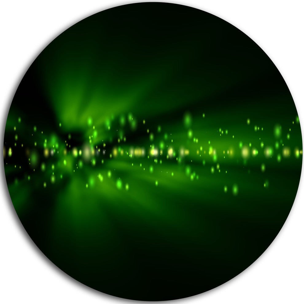 Blurred Bright Green Lights, Landscape Photo Round Wall Art, 23"