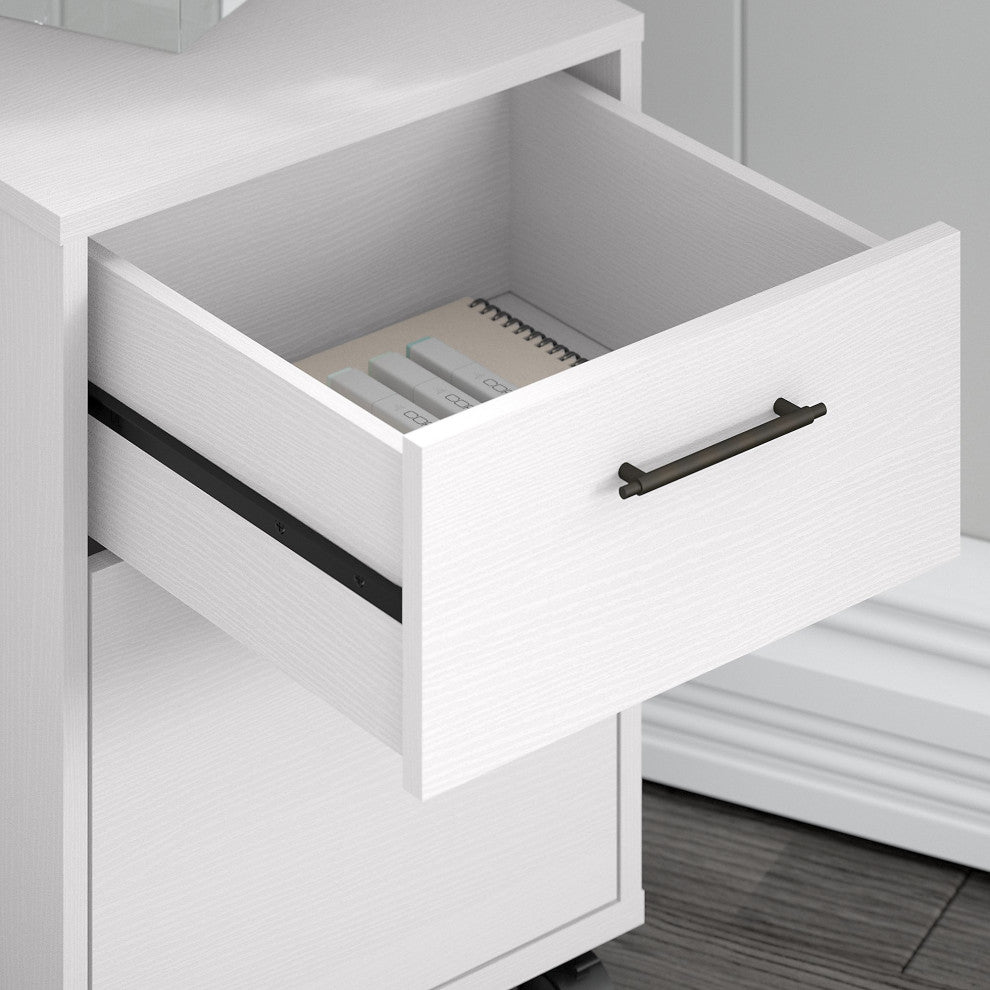 Key West 2 Drawer Mobile File Cabinet, Pure White Oak