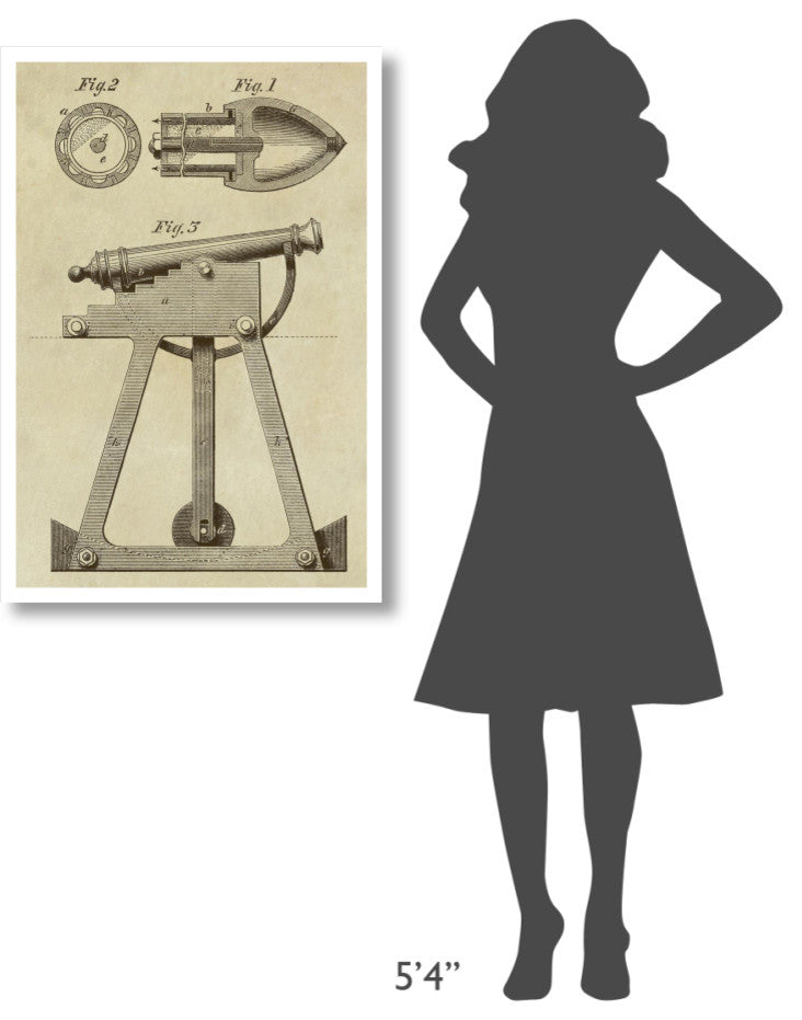 "Device for Adjusting Cannon Trajectory and Accuracy" Paper Art, 26"x38"