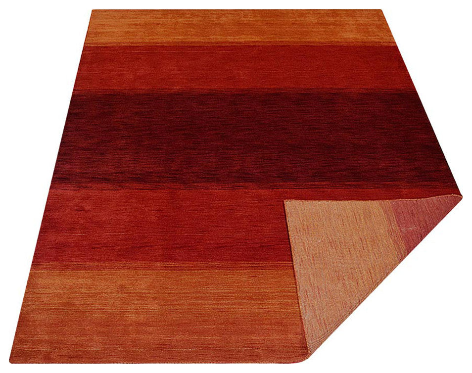 HAND KNOTTED LOOM WOOL ECO-FRIENDLY AREA RUGS - Rectangle, Orange, Contemporary