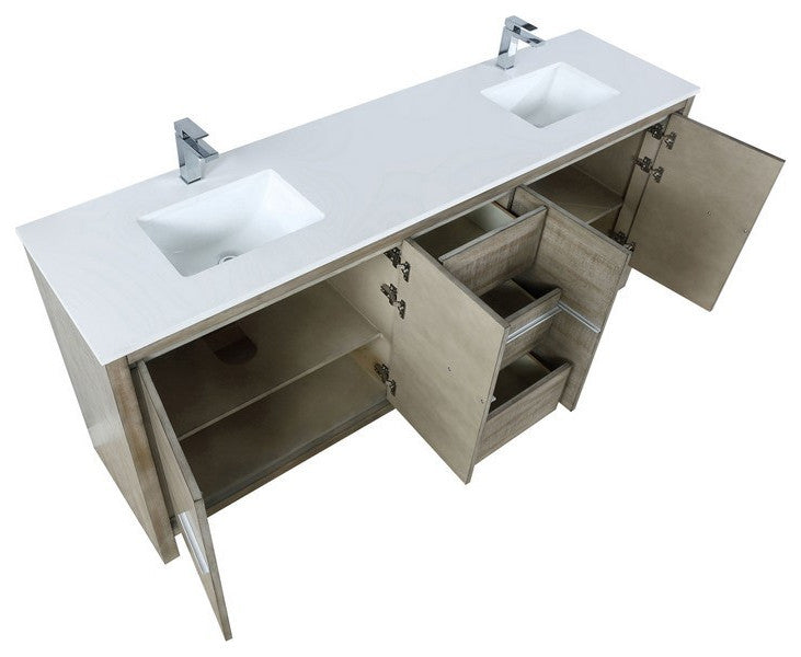 Lafarre Contemporary 80" Rustic Acacia Double Sink Bathroom Vanity, Labaro Brush