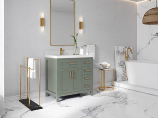 Cambridge 36" Left Offset Bath Vanity in Evergreen 2" Carrara Quartz