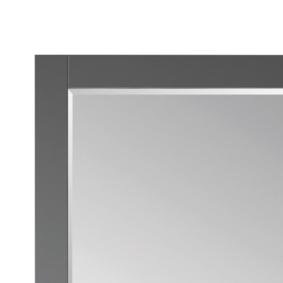 Ivy Rectangular Bathroom Wood Framed Wall Mirror, Gray, 24"