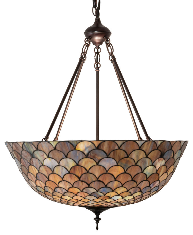 Meyda Lighting 230828 24" Wide Tiffany Fishscale Inverted Pendant