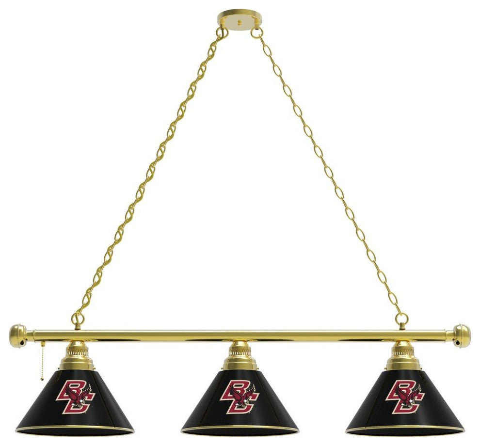 Holland Boston College 3-Shade Billiard Light - Brass Fixture