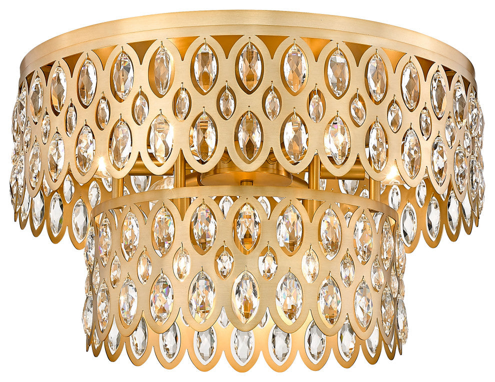Zlite 822F20-HB 9-Light Flush Mount, Heirloom Brass