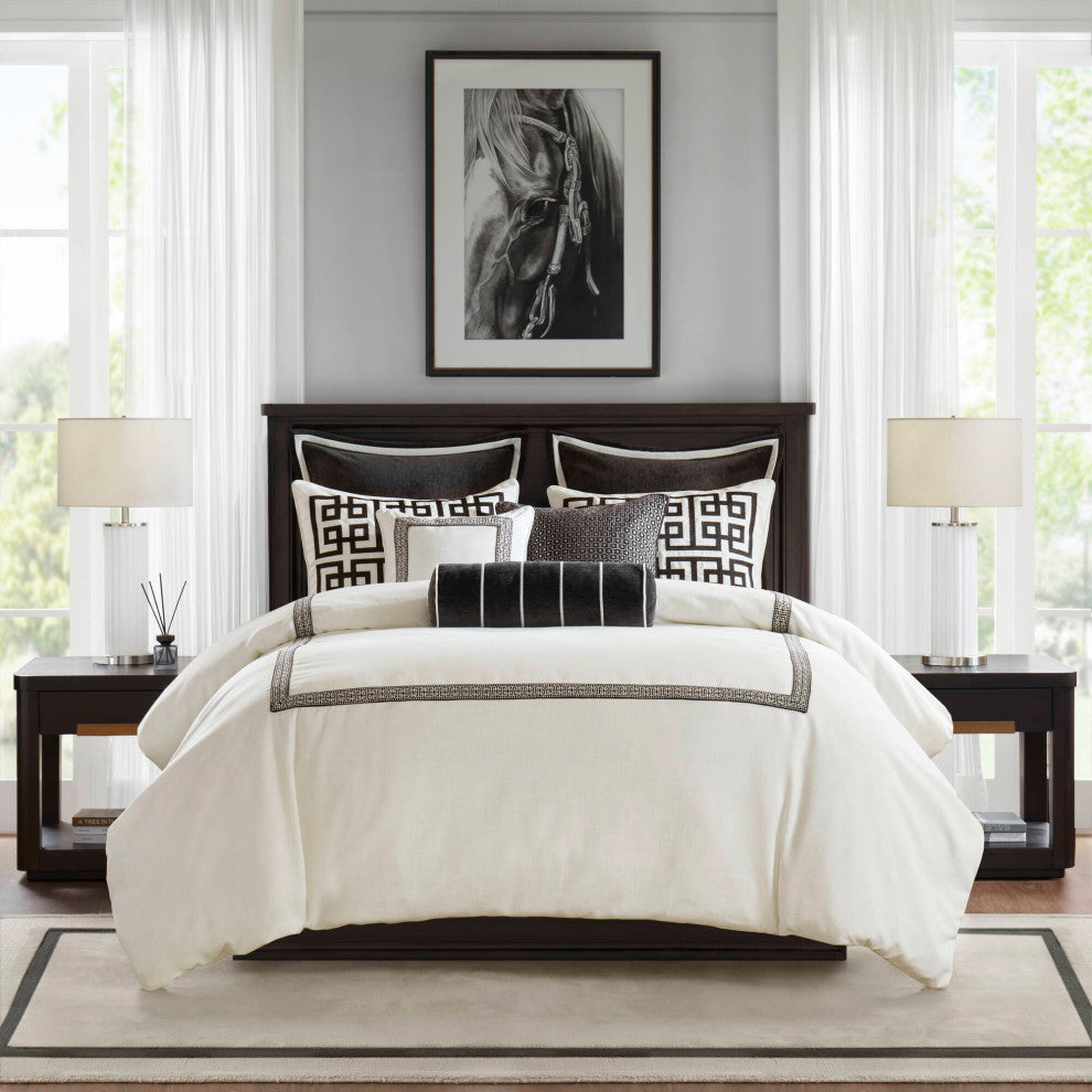 Madison Park Signature Embroidery Oversized Duvet Style Comforter Set