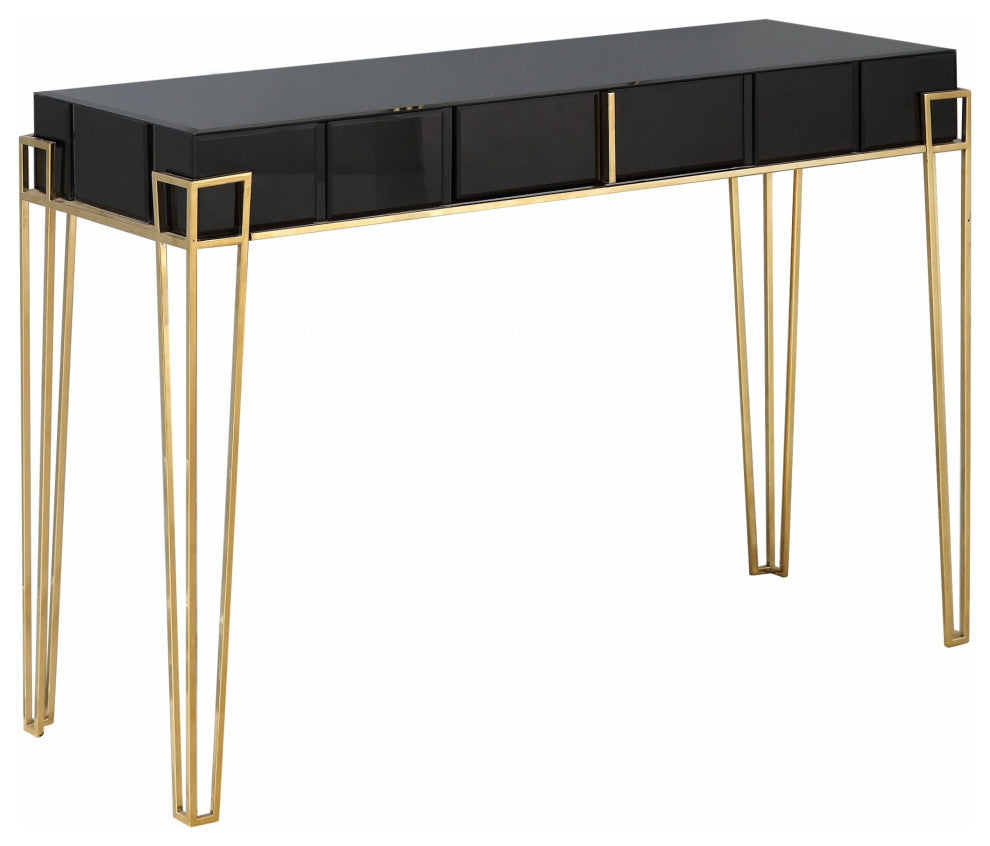 Black Mirrored Console Table