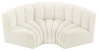 Arc Velvet Upholstered 3-Pc. Inward Curved Modular Sectional, Cream