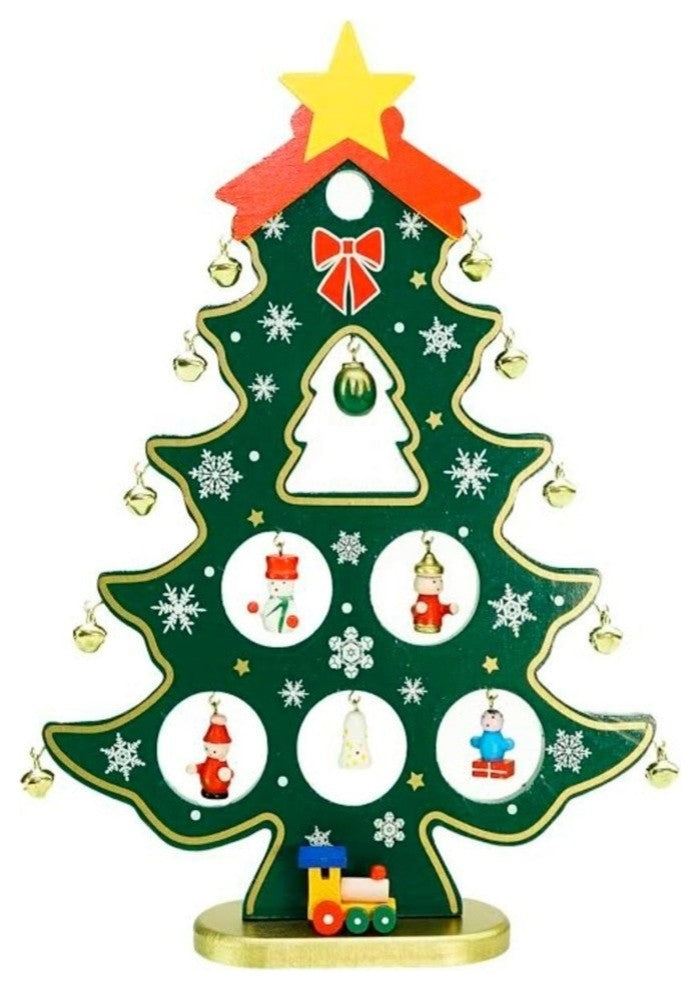 11.25" Wooden Christmas Tree Cut-Out Ornaments Decoration