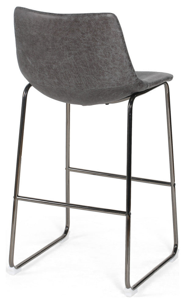 Antonia Modern Microfiber Bar Stool, Slate/Black, Slate/Black