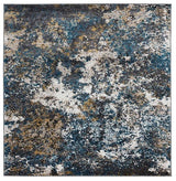 Abstract Area Rug, Turquoise, 4"x5"