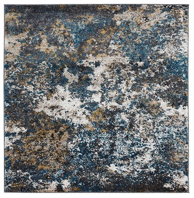 Abstract Area Rug, Turquoise, 4"x5"