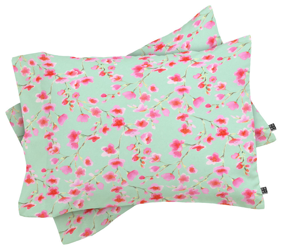 Deny Designs Jacqueline Maldonado Cherry Blossom Mint Pillowcase
