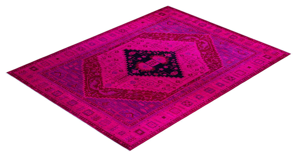 Overdyed, One-of-a-Kind Hand-Knotted Area Rug Pink, 8'10"x12'3"
