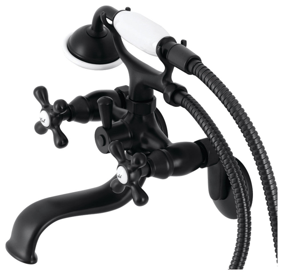 KS226MB Wall Mount Tub Faucet With Hand Shower, Matte Black
