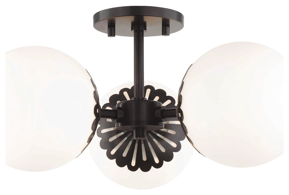 Paige 3-Light Semi Flush, Old Bronze Finish