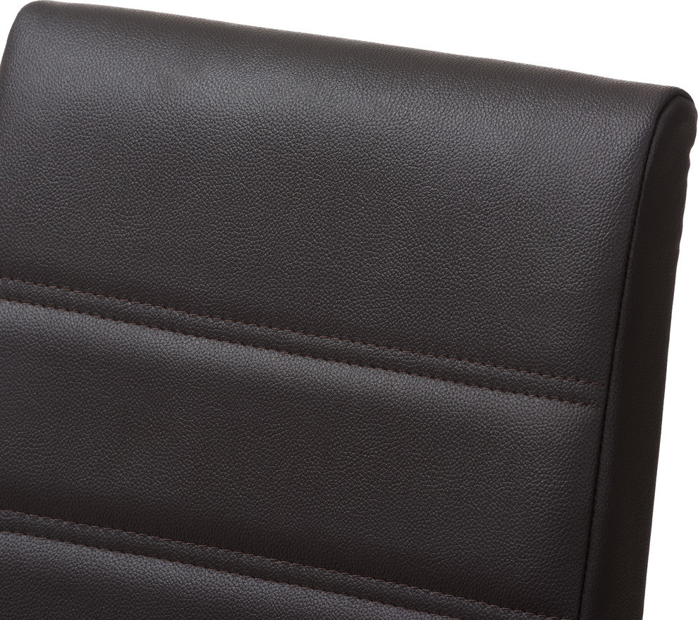 Modern Brown Faux Leather Upholstered Dining Chair Set of 2