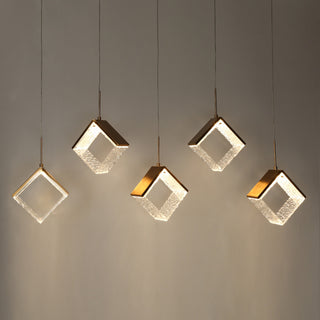 LNC Cendrillon 5-Light 40" Modern Square-Loop Acrylic LED Chandelier, Gold