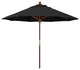 9' Square Push Lift Wood Umbrella, Black Pacifica