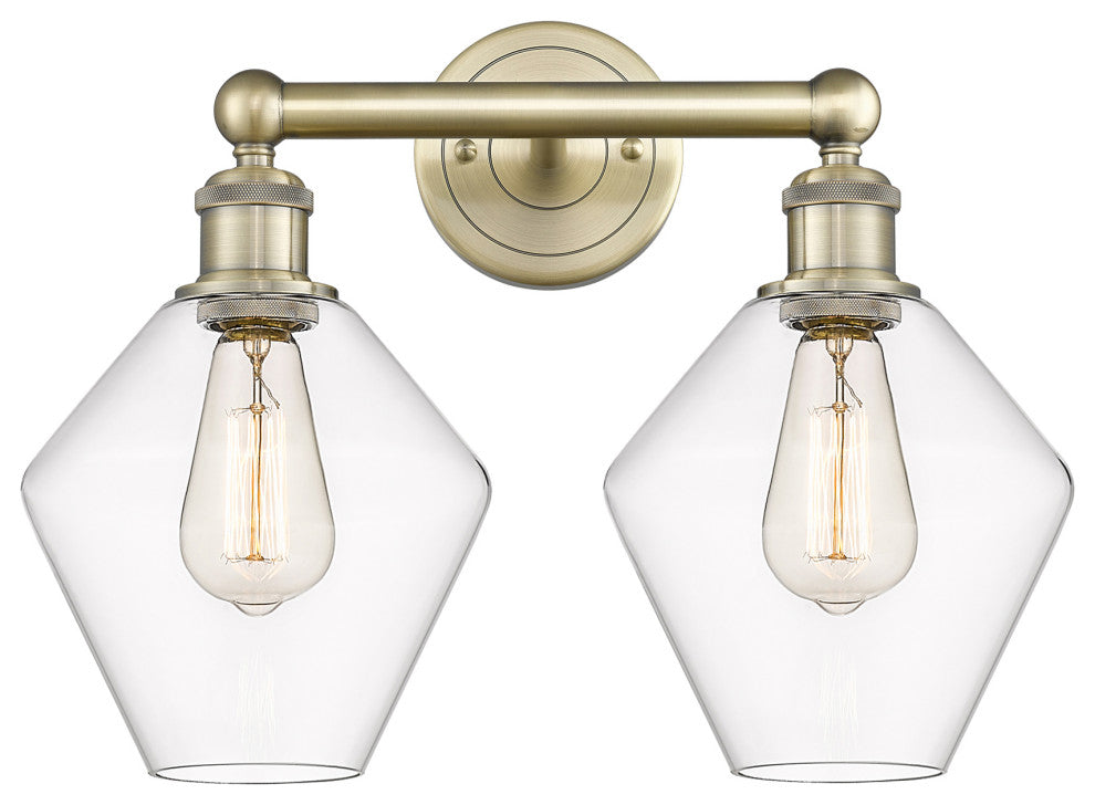 Cindyrella 2-Light 17" Bath Vanity Light, Antique Brass, Clear Shade