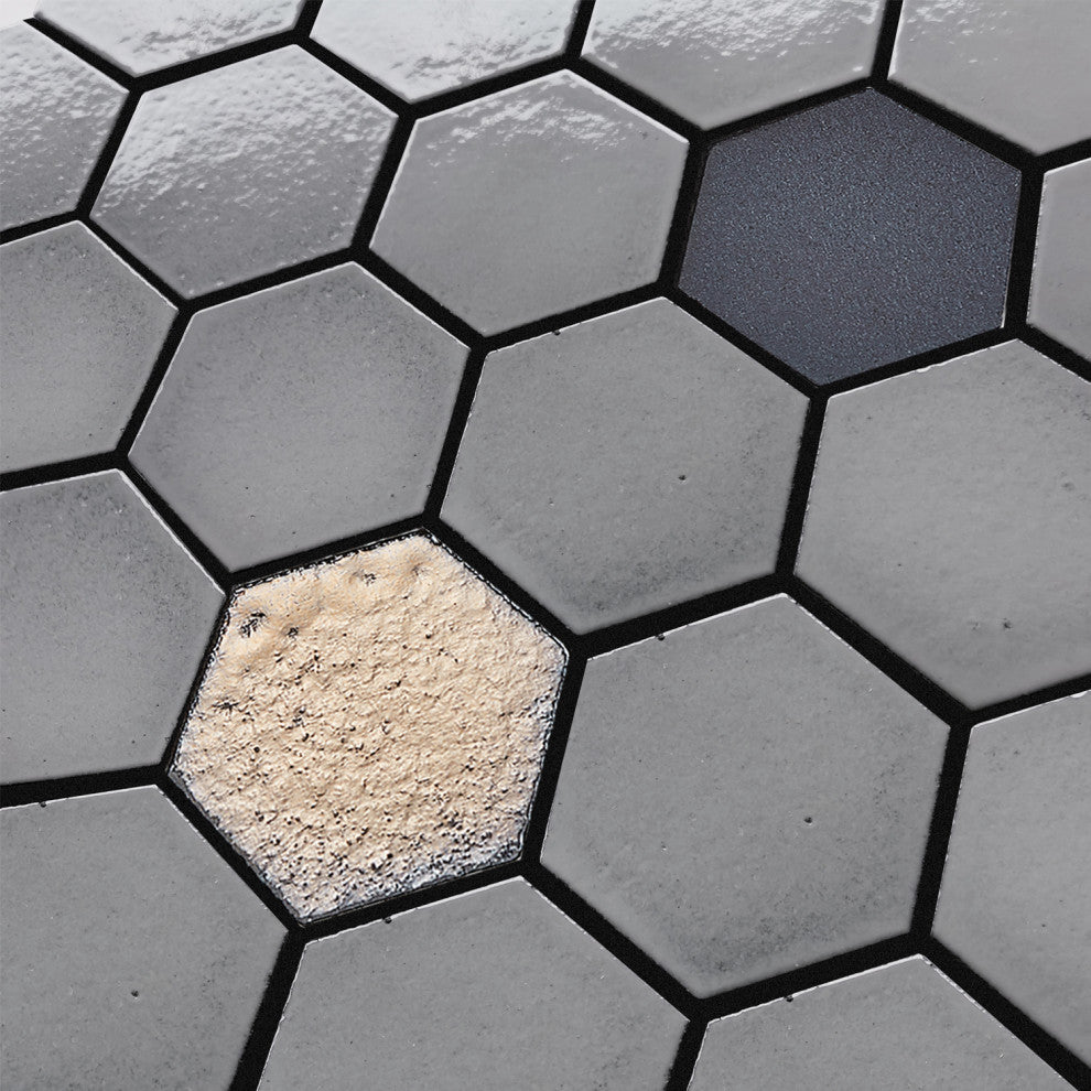 Lugo 12.1x10.43, Gray Lava Stone Mosaic Floor & Wall Tile, 7.83ft/case, Sample