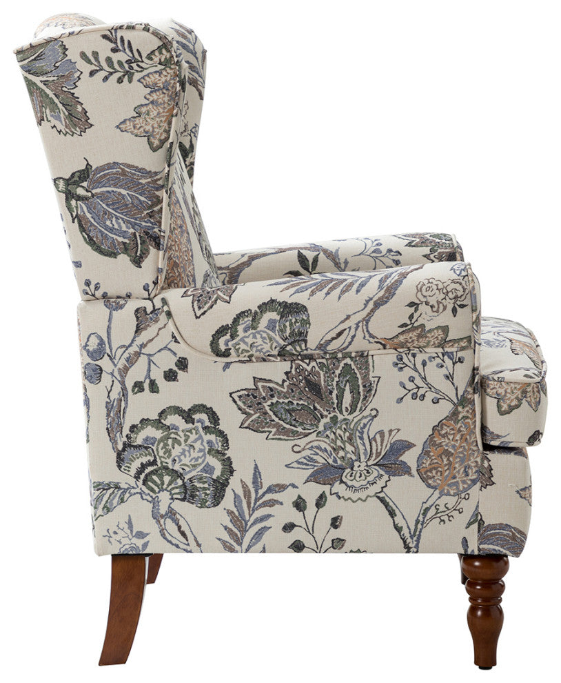 Wooden Upholstered Armchair, Set of 2, Green