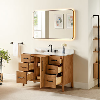 Velora Bathroom Vanity, Mango Brown, 48", With Mirror