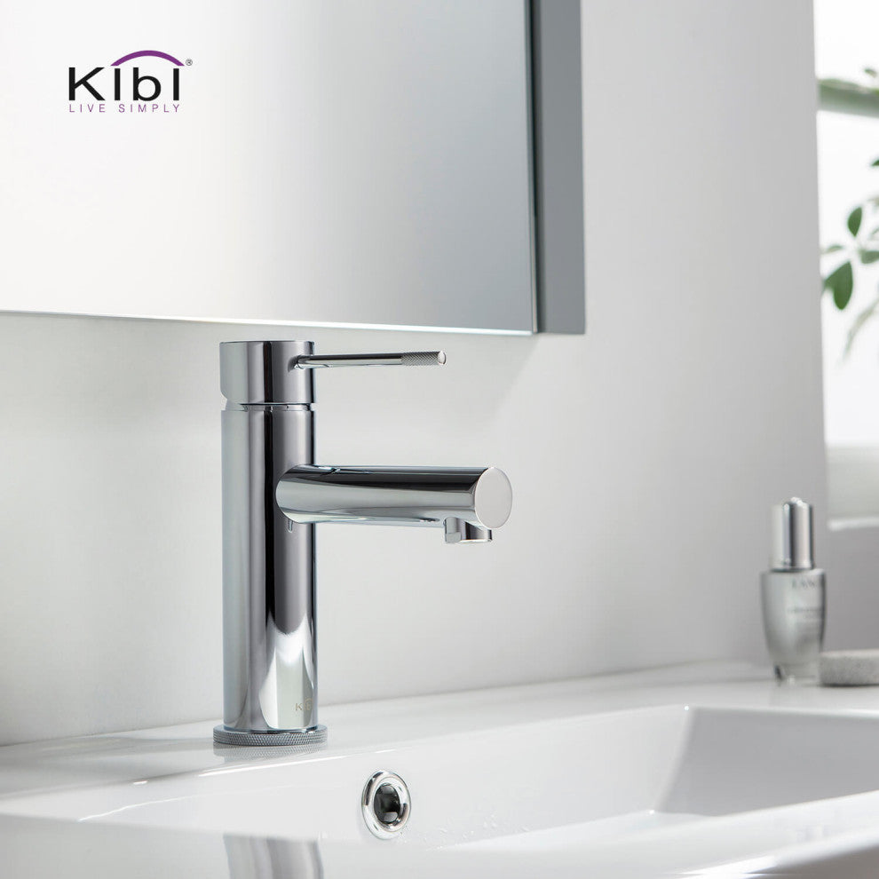 Circular X Brass Single Hole Bathroom Faucet KBF1010, Chrome, Without Drain