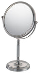 Recessed Base Free Standing Mirror With 5x and 1x Magnification, Chrome, Brushed Nickel