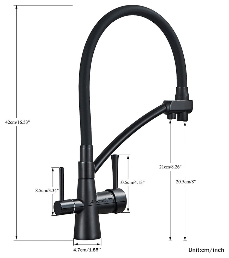 Solid Brass Matte Black Kitchen Faucet With Filtered Water Tap