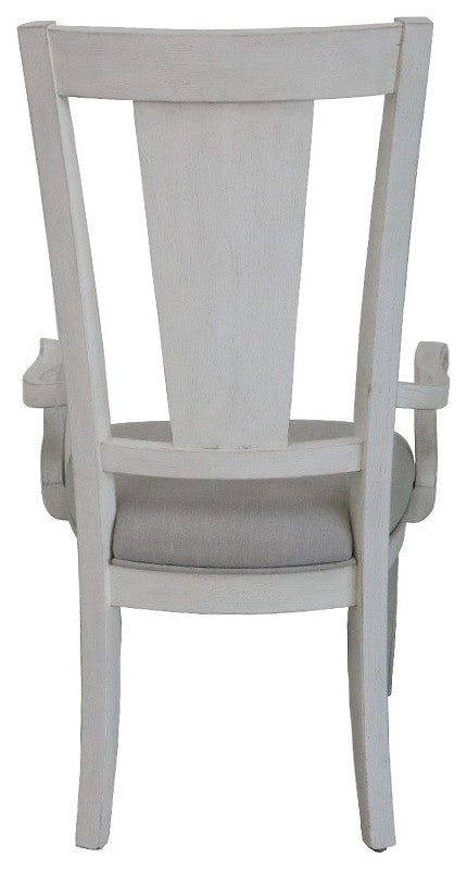Set of 2 Dining Chairs with Armrest in Light Gray and Weathered White