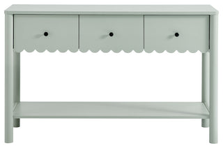 Emmeline 3-Drawer Scalloped Console Table, Sage