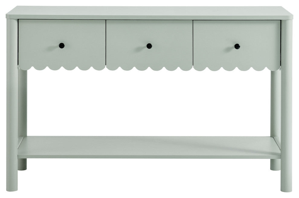Emmeline 3-Drawer Scalloped Console Table, Sage
