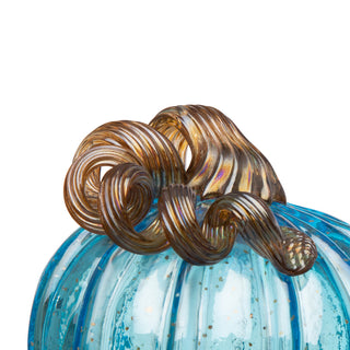 Set of 3, Blue Glass Pumpkin