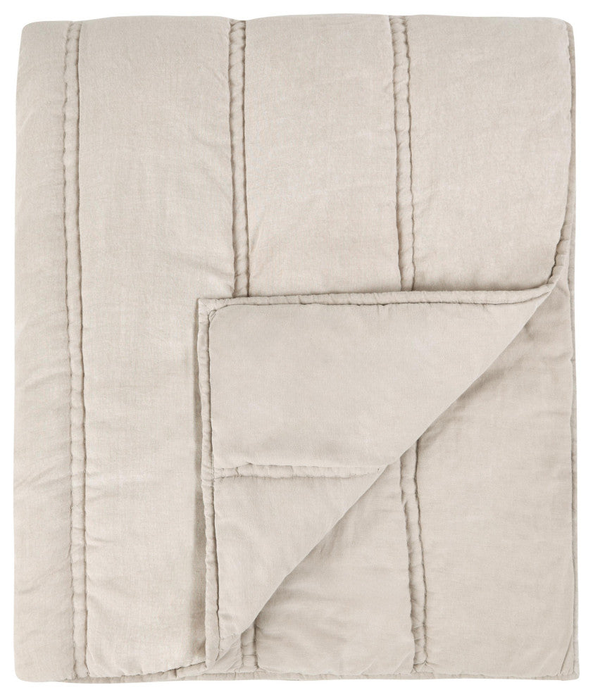 Rowen Sustainable Fabric Quilt by Kosas Home, Beige, Queen