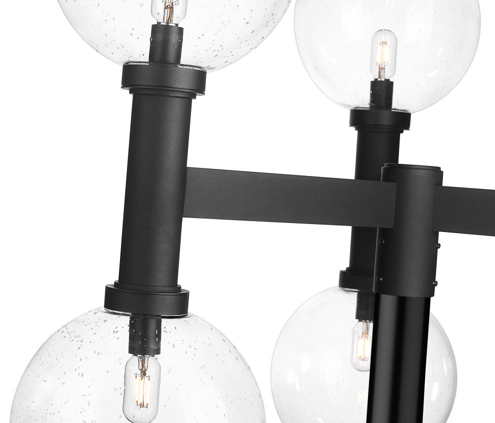 Zlite 599BP6-BK 6-Light Outdoor Post Mount Fixture, Clear Seedy