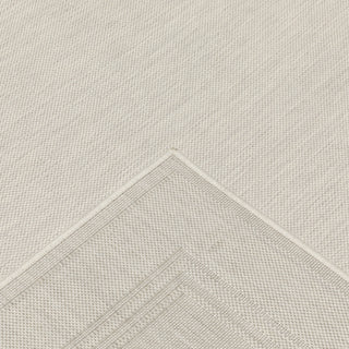 Parlan Solid Border Indoor-Outdoor Area Rug, Ivory, 5'3"x7'3"